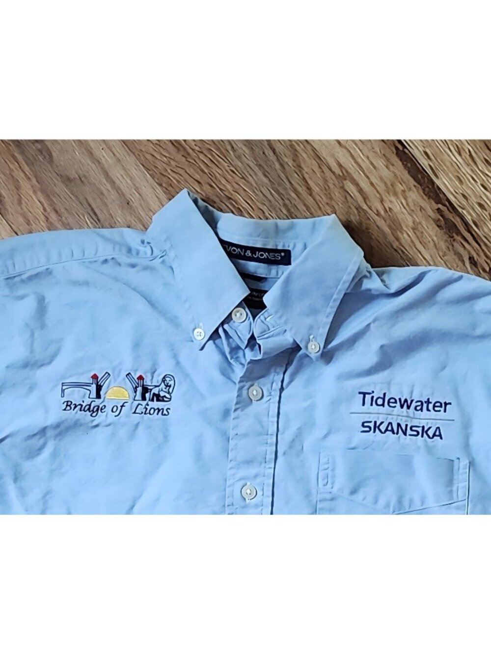 Vintage Y2K St Augustine Florida Embroidered Bridge Of Lions Pima Oxford Shirt L - Picture 1 of 7